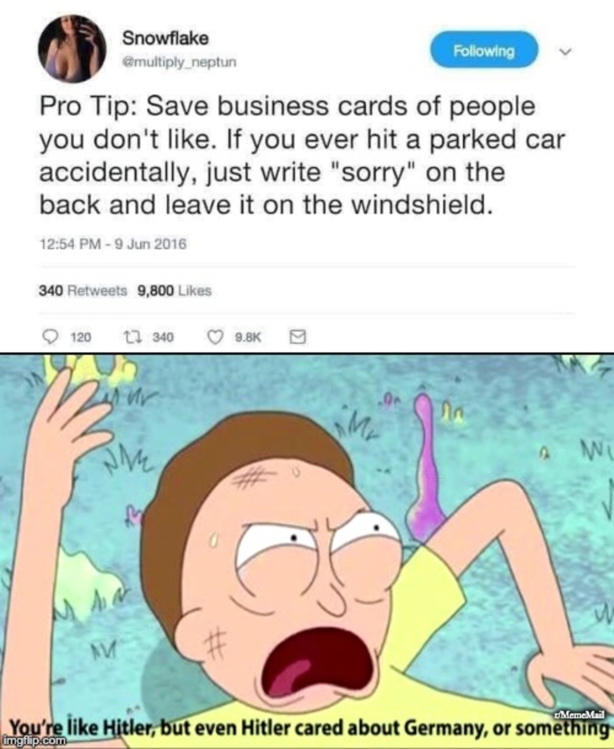 Or better yet, MAKE business cards with your enemies details on them - meme