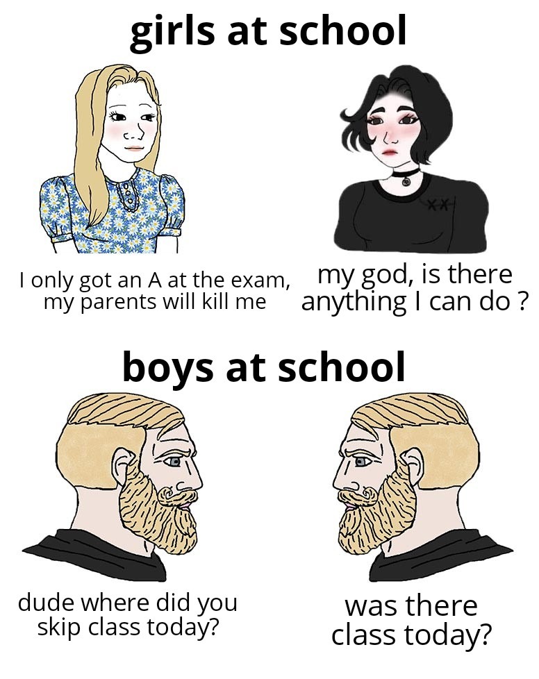 Boy vs Girl at school - meme