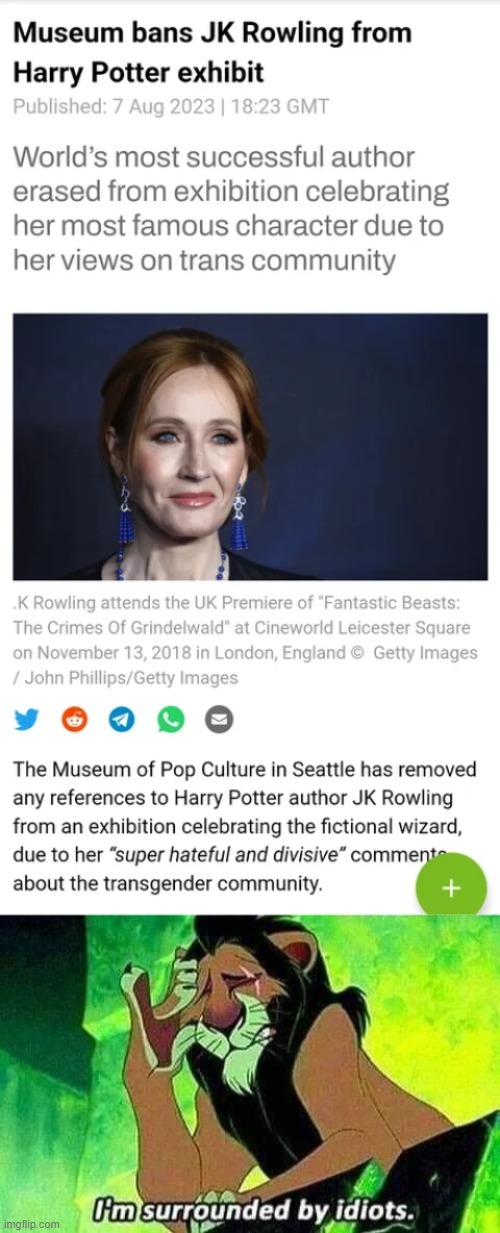 Museum bans JK Rowling wtf - meme