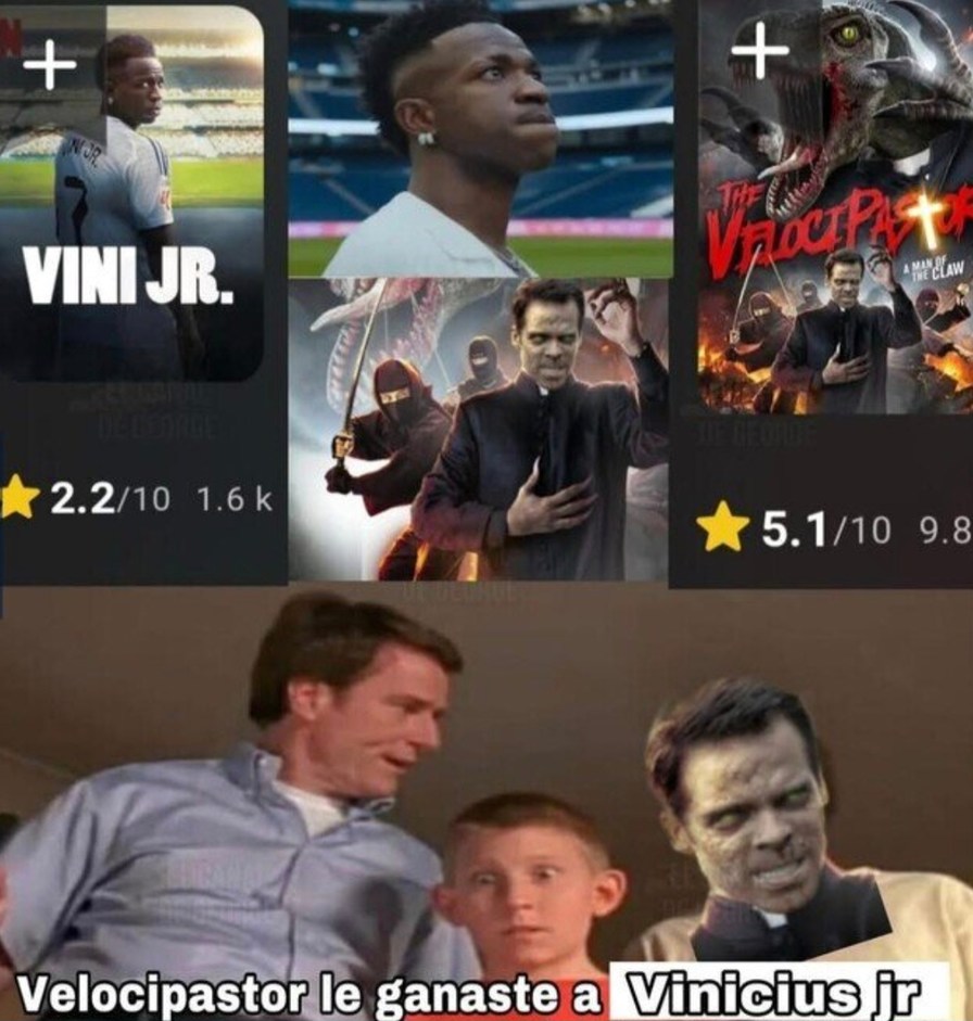 Velocipastor humillando a Vinijr en puntuación de pelis - meme