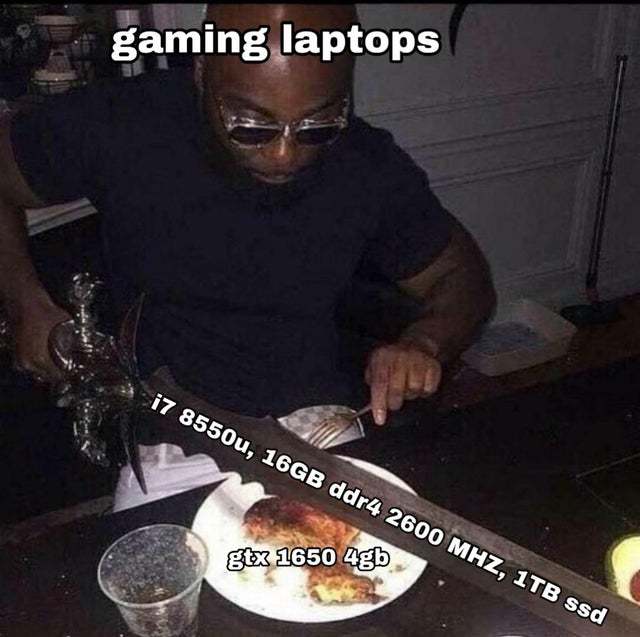 Literry, every gaming laptop that costa $1200 - meme