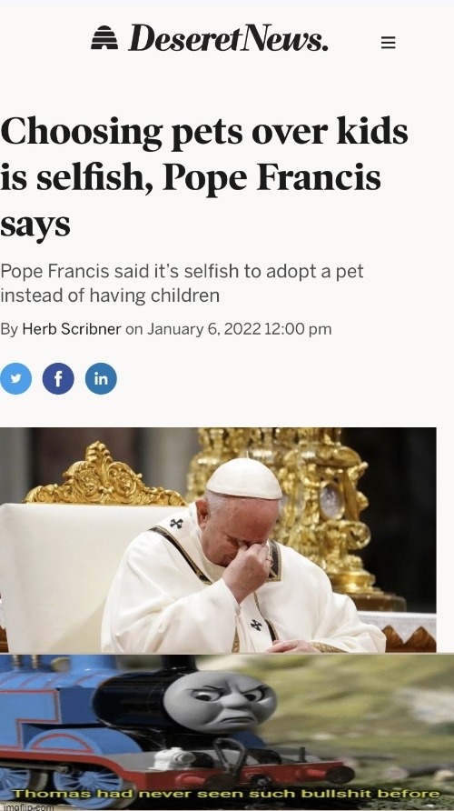 Pets are the new kids Dope Francis - meme