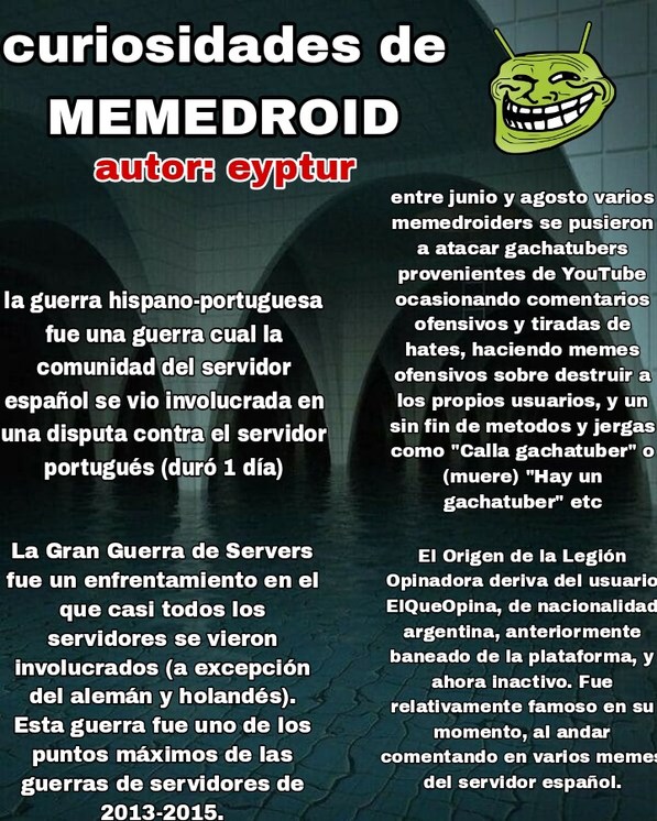 La información la saqué de memes, videos de YouTube la wiki etc....