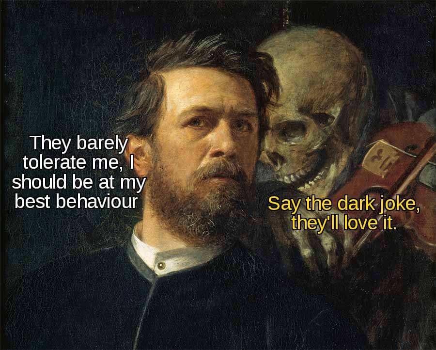Say the dark joke - meme
