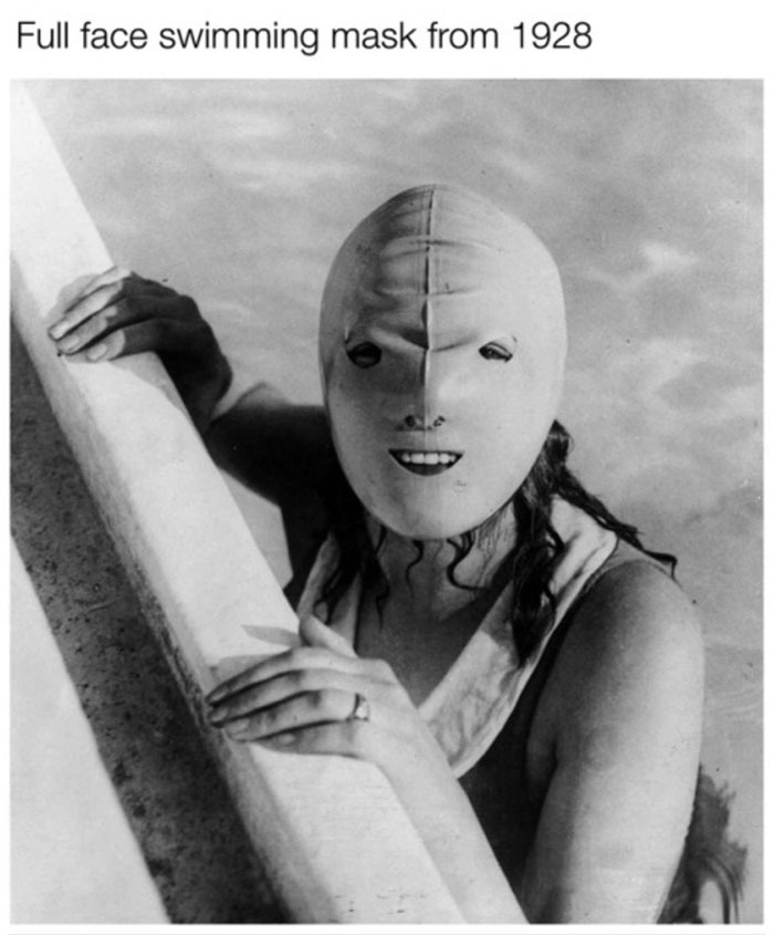 Gente en 1928 nadando como si fueran alienígenas - meme
