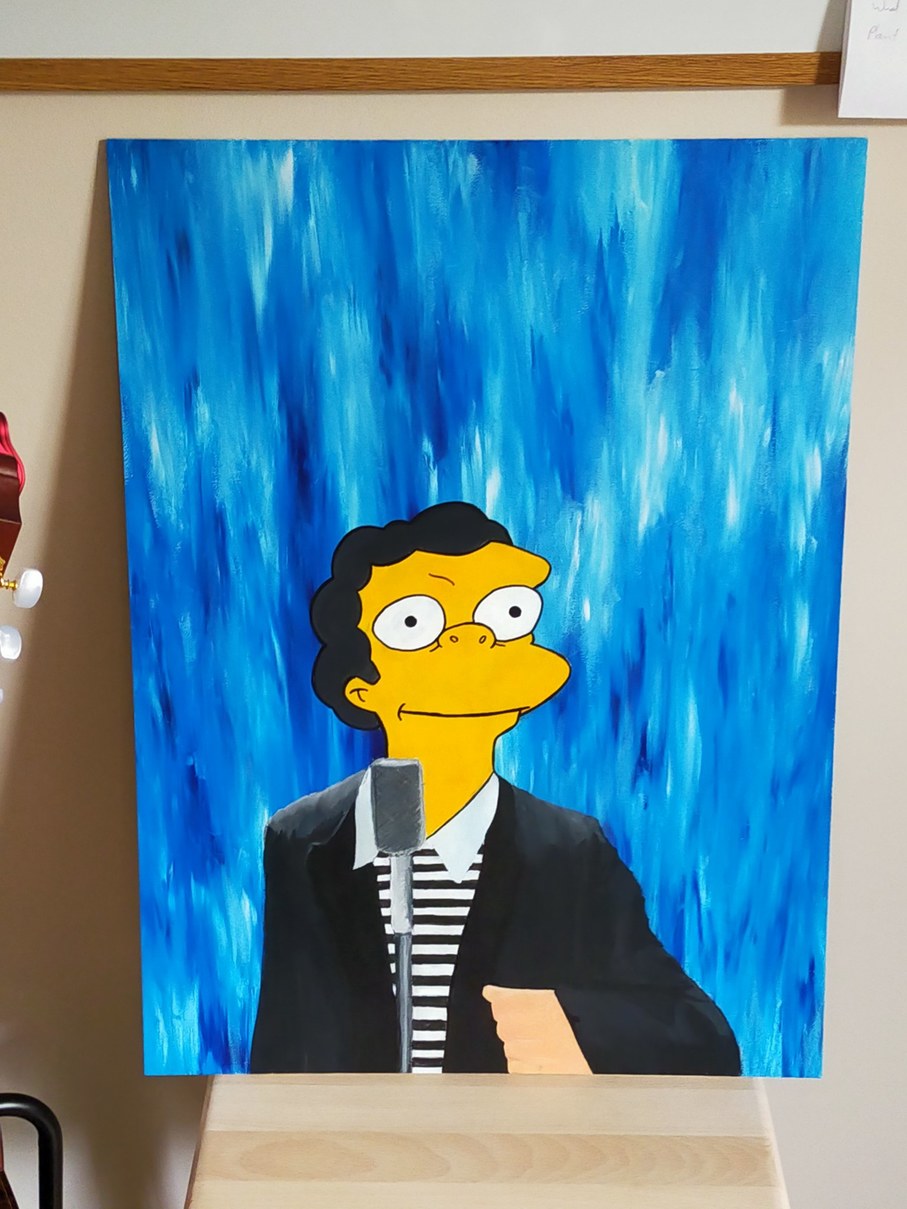 Had to paint a cartoon/art fusion for art class, and got away with this. - meme