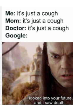 NEVER ask Google for health related things!!! LOL - meme