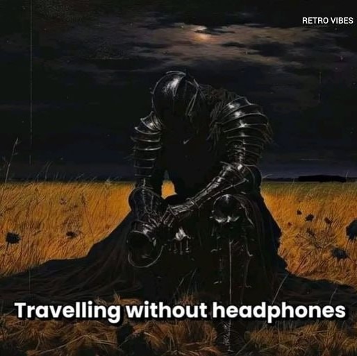viajar sin auriculares - meme