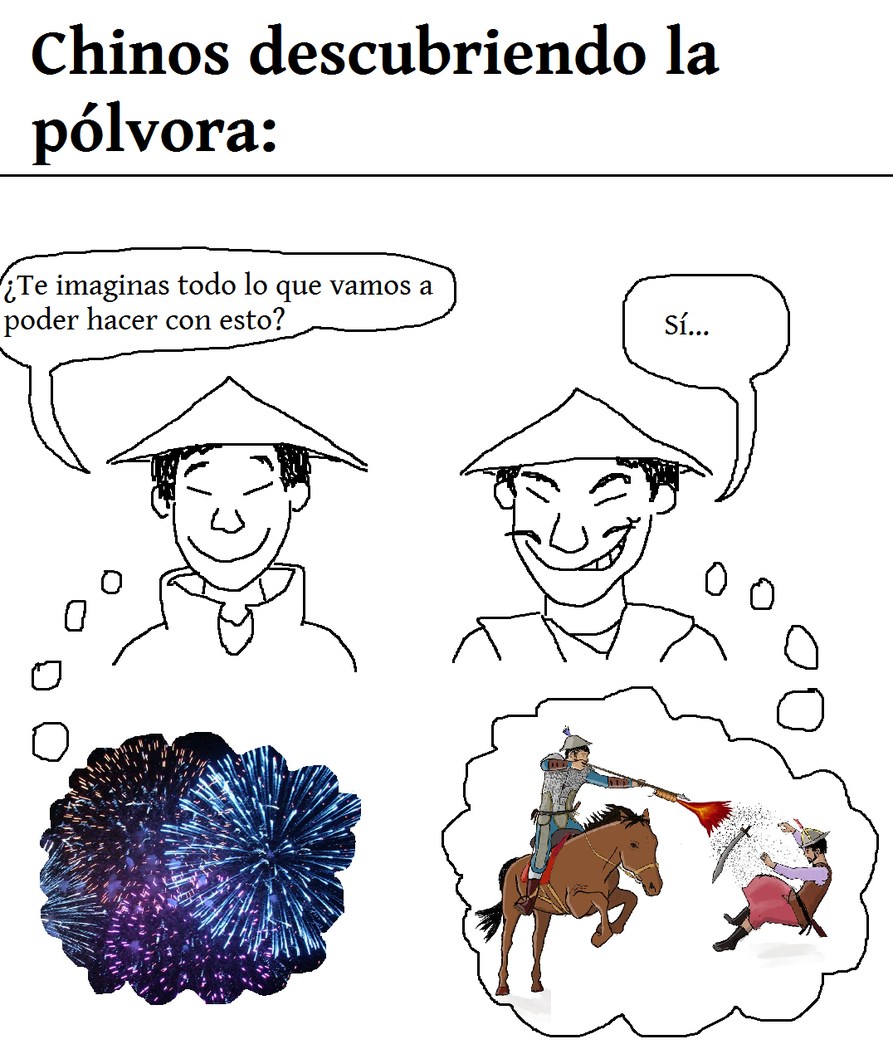 Chinos descubriendo la pólvora - meme