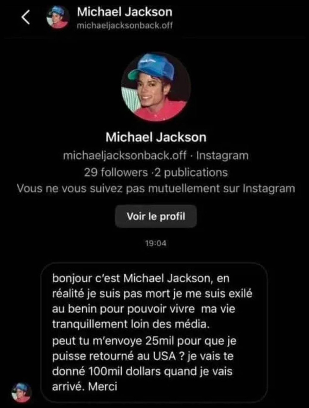 Michael Jackson vivant au Bénin qui veut 25k, normal - meme