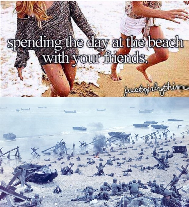 real men storm the beaches of normandy - meme