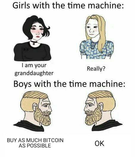 Then take the bitcoins to pay Elon Musk for building the time machine thus causing the 'bitcoin paradox' - meme