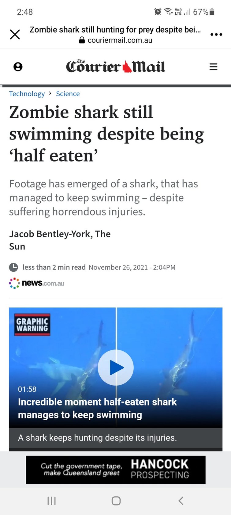 News from Australia we have zombie sharks now - meme