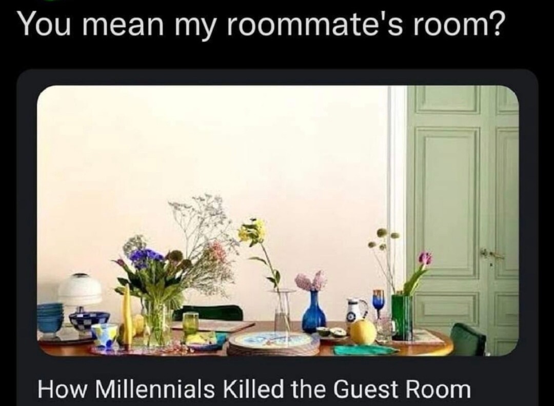 Guest room? You mean my roommate's lair - meme