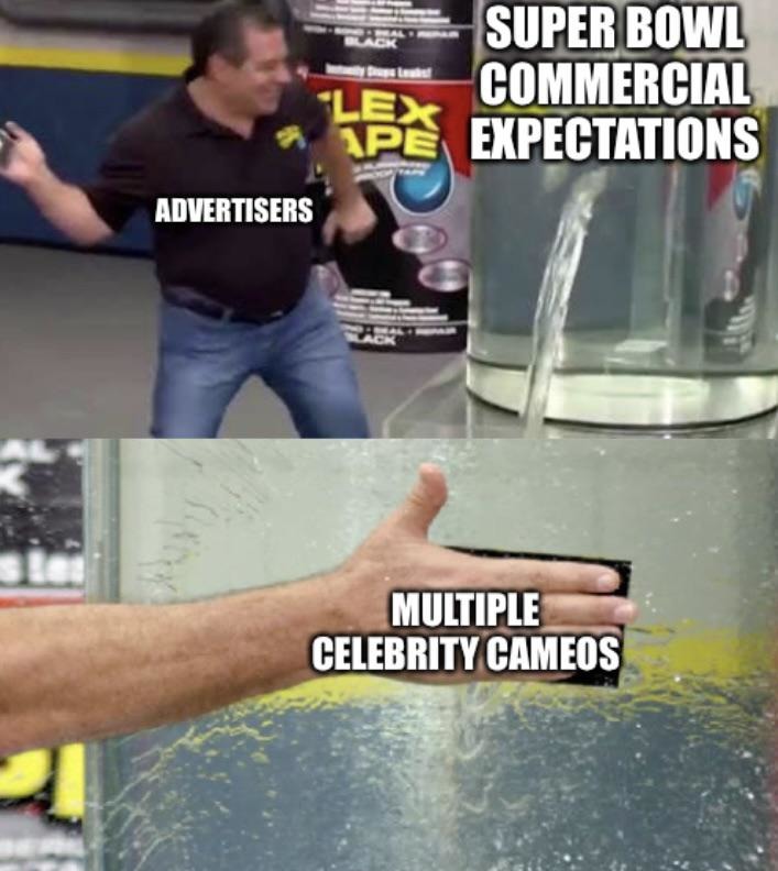 Super Bowl commercial expectations - meme