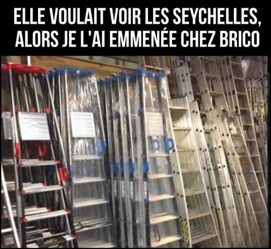 Elle voulait voir les Seychelles… j’ai choisi Brico - meme