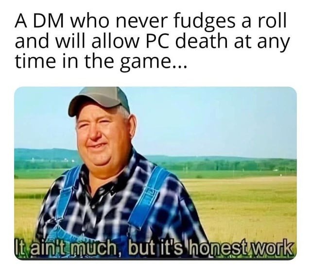 DM plays fair. You might die. Respect - meme