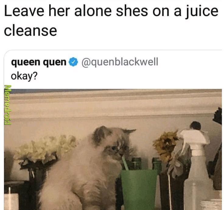 He is on her juice cleansing - meme