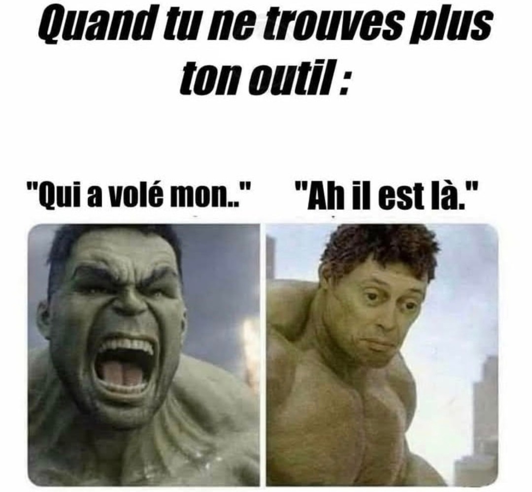 moi qui crie au vol et l'objet me regarde depuis la table - meme