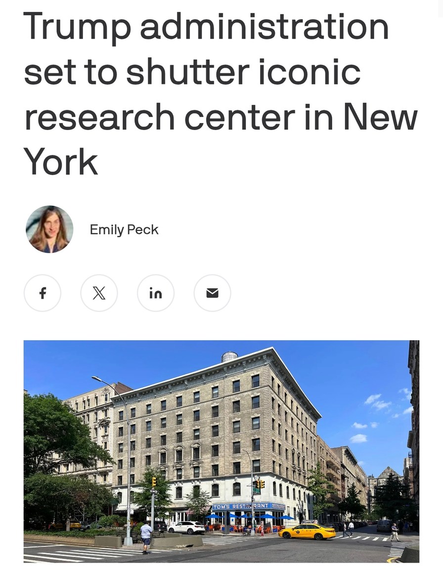 Trump admin shutting down iconic NY research center - meme