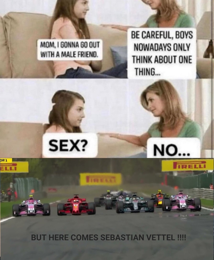 But here comes Sebastian Vettel - meme