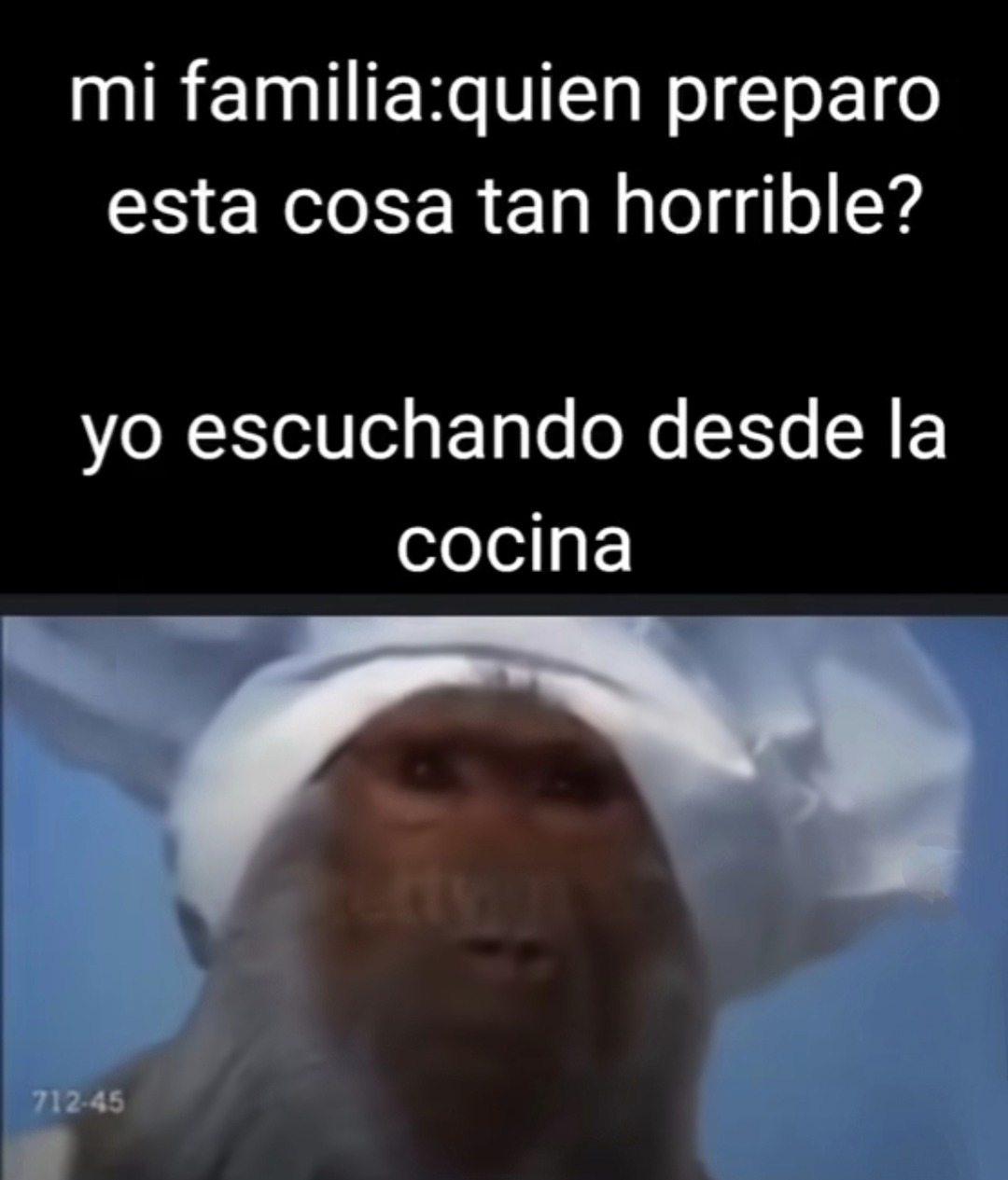 Yo en la cocina escuchando cómo destruyen mi receta con odio - meme