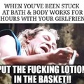 Put the lotion in the basket