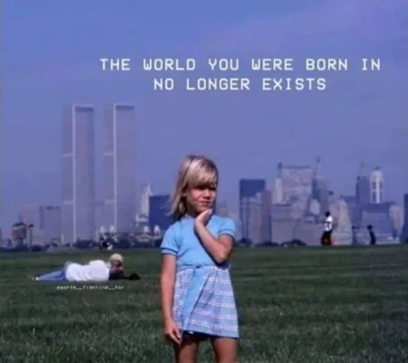 The world you were born in no longer exists - meme