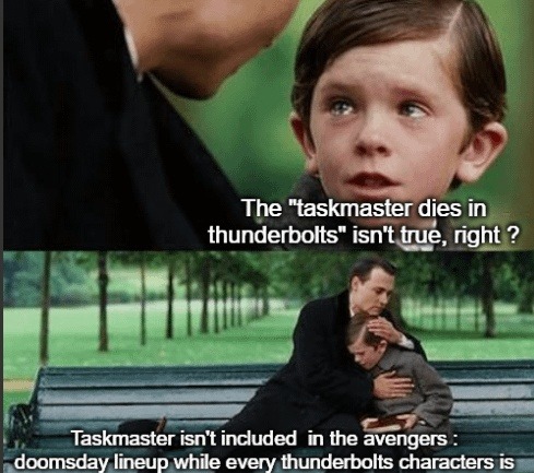 Taskmaster didn’t die, he just got ghosted by Marvel - meme
