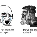 Draws his own portrait