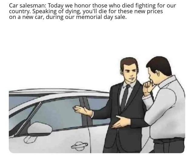 Memorial Day sales - meme