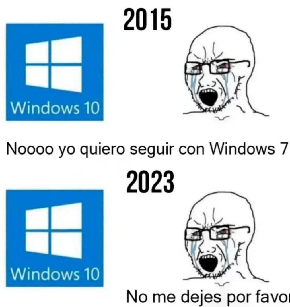 Aún resistiendome al windows 11 en el 2024 - meme