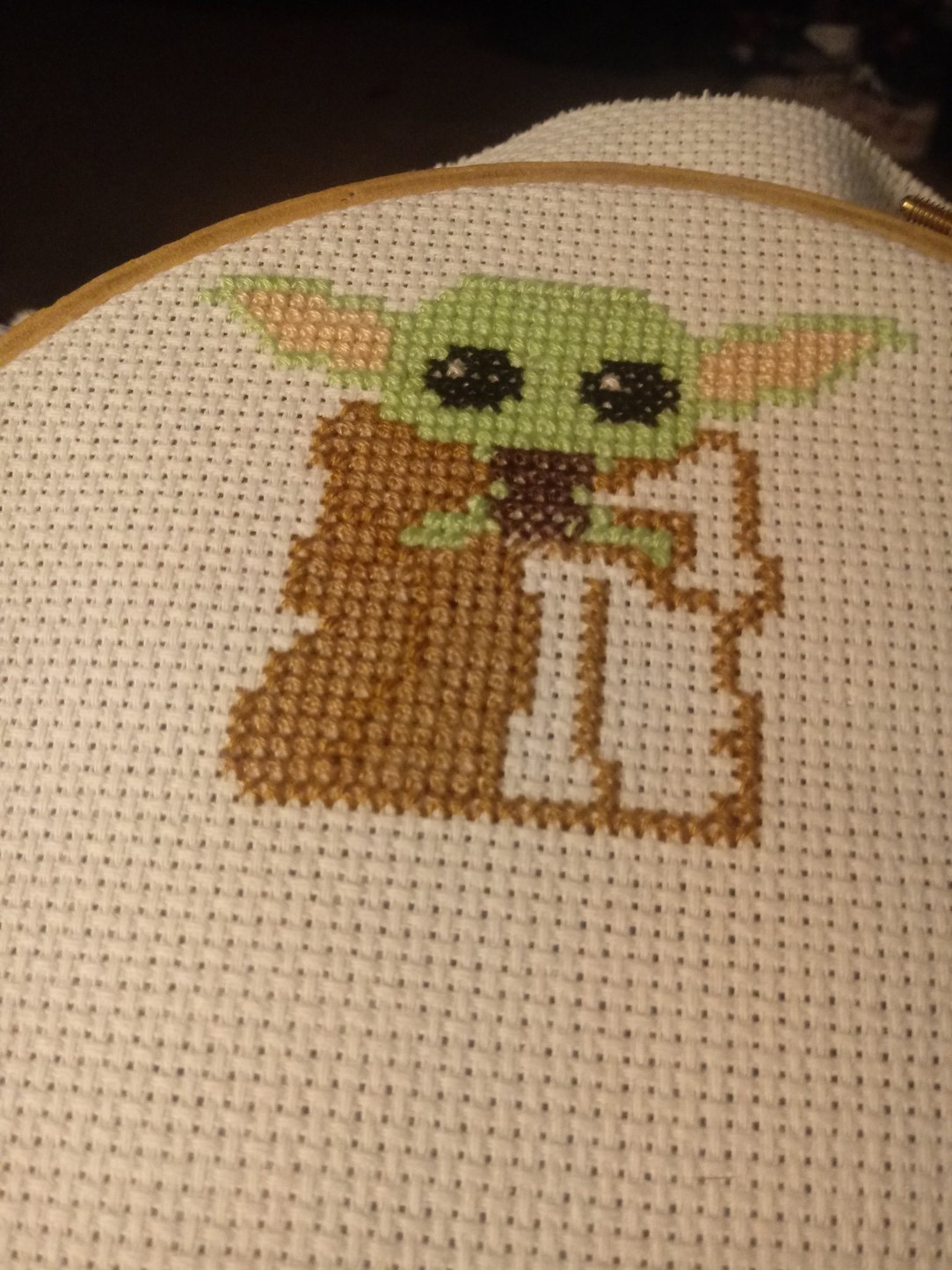 Working on a baby Yoda cross stitch how do you think its going - meme