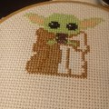 Working on a baby Yoda cross stitch how do you think its going