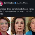 There is a direct correlation between Nancy Peloci's eyebrows and her stock portfolio yields.