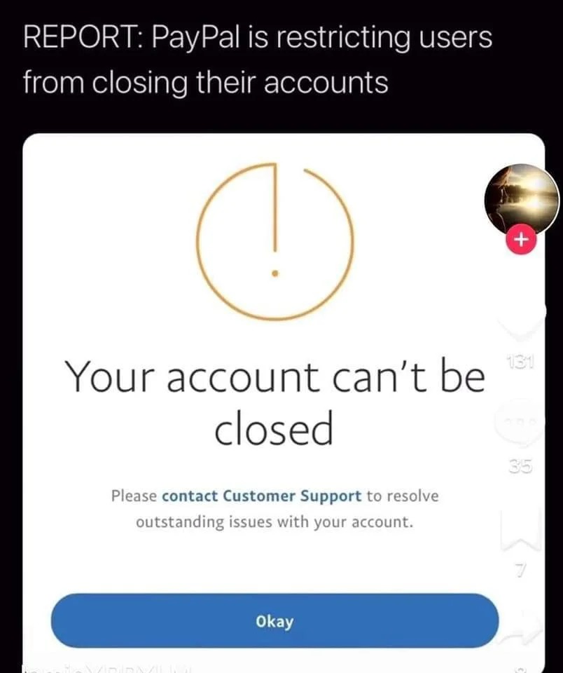 One cannot close a PayPal account online anymore. One is obliged to call the customer services for that. Good luck. - meme
