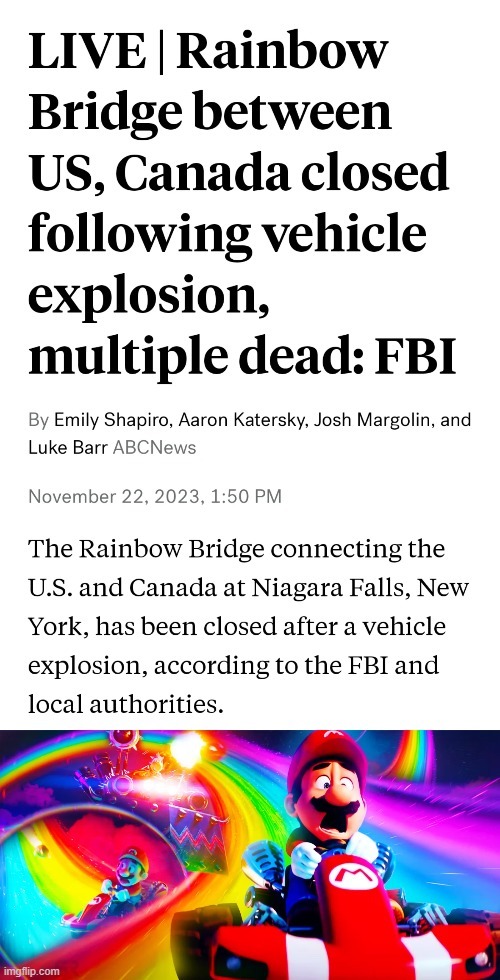 Rainbow Bridge explosion meme