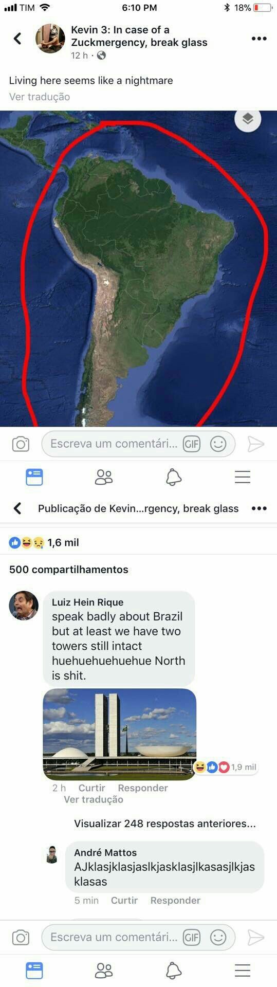 Tradução "Morar aqui deve ser um pesadelo" "Fala mal do Brasil mas pelo menos a gente tem duas torres intactas" - meme