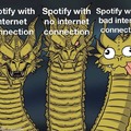 Spotify with internet and without vs with bad internet