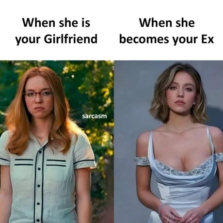 When she's you gf vs when she's your ex - meme