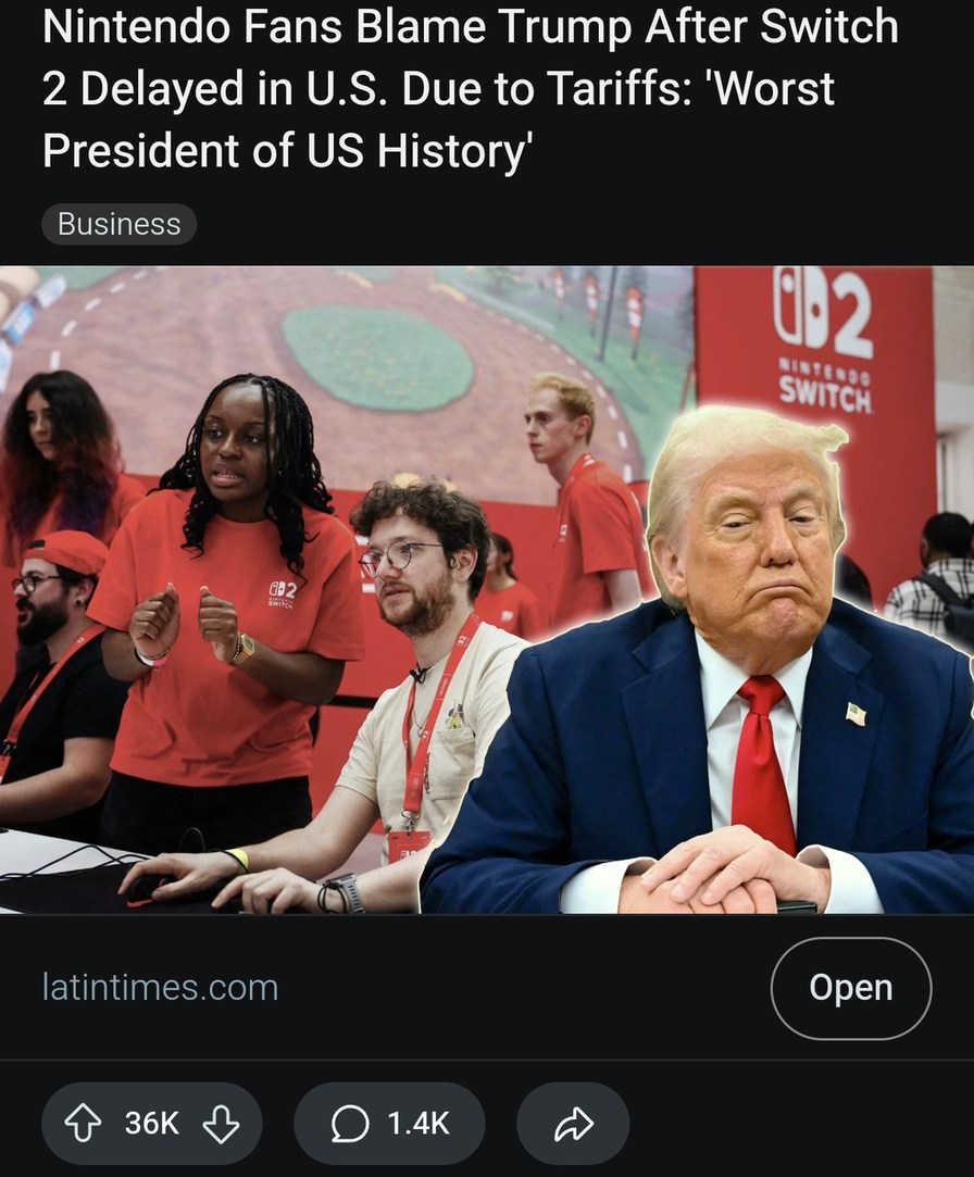 Switch 2 delayed in US and now Trump is getting blamed - meme