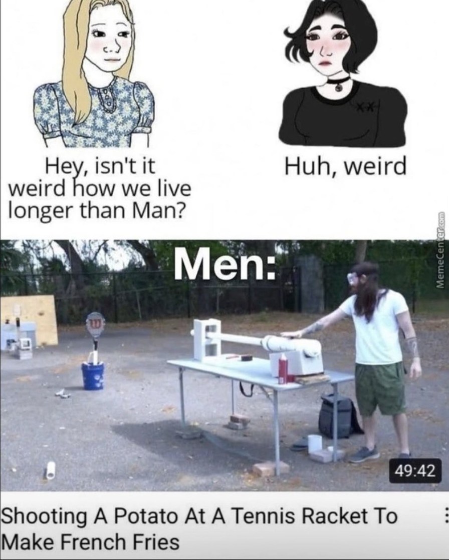 why do men live less than women meme