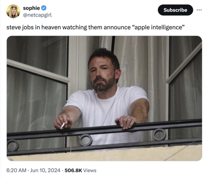 Apple Intelligence announcement meme