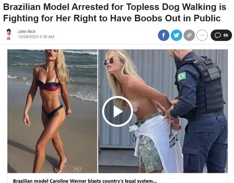Brazilian Model Arrested for Topless Dog Walking - meme