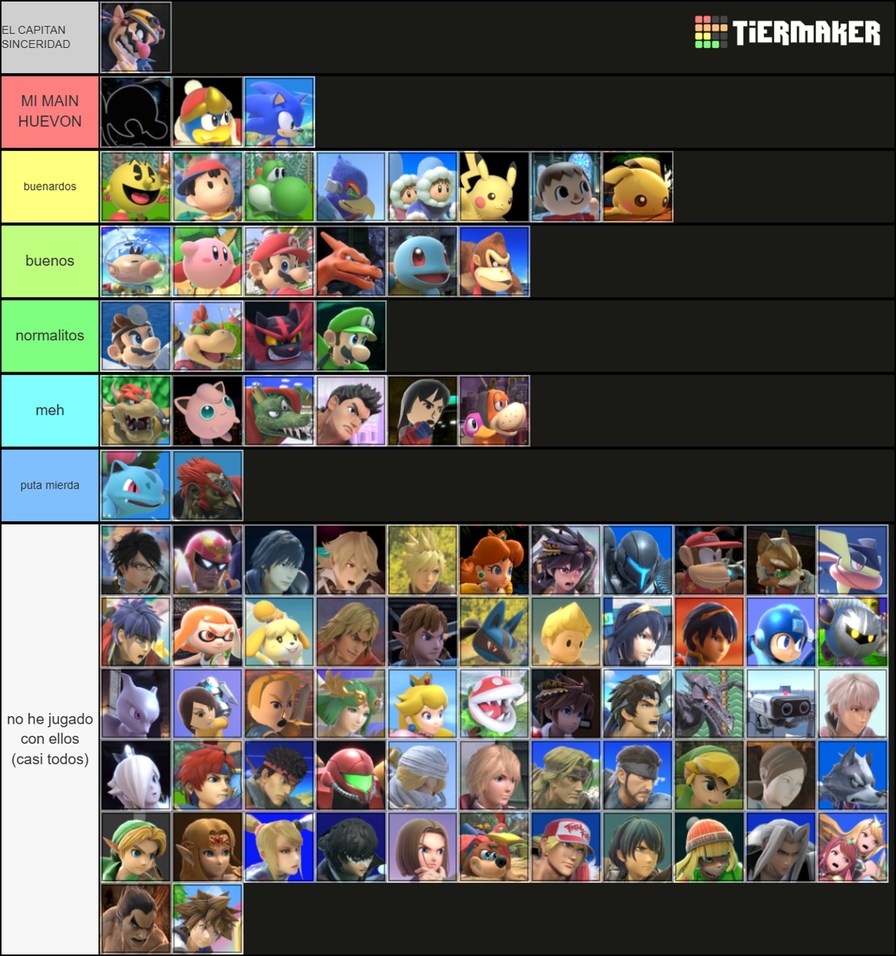mi tier list de smash bros - meme