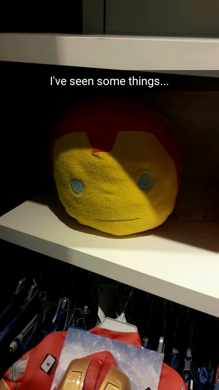 Iron man pillow has seen terrible things - meme