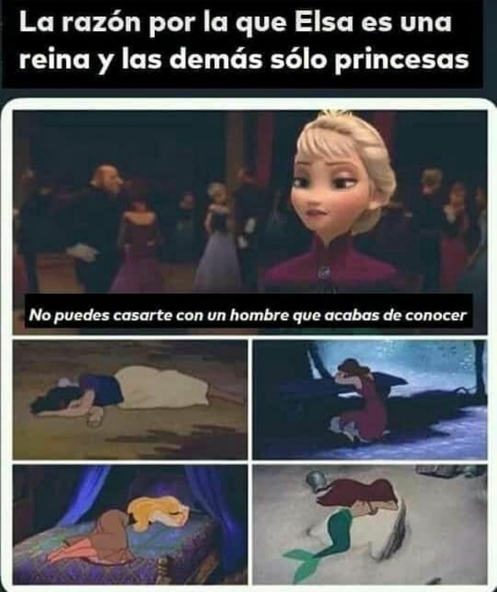 la razón por la que Elsa es reina - meme