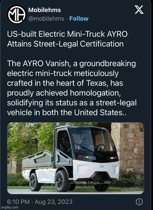 US built electric Minitruck - meme