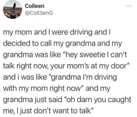 Grandmas are not bored - meme