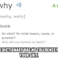 Dictionary is getting really sick of your shit